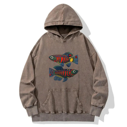 Colorful Fish Washed Hoodie