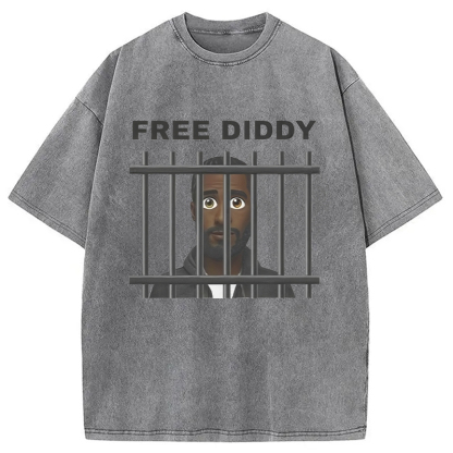 Original Free Diddy Funny Meme Washed T-Shirt