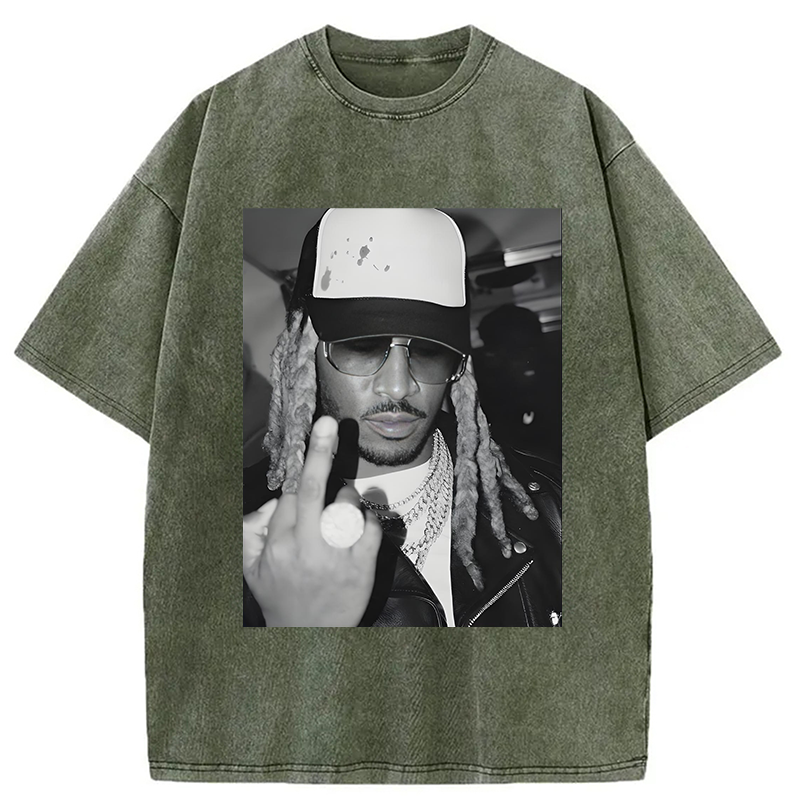 Retro Future Hiphop Rapper Washed T-Shirt