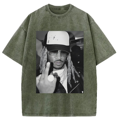 Retro Future Hiphop Rapper Washed T-Shirt