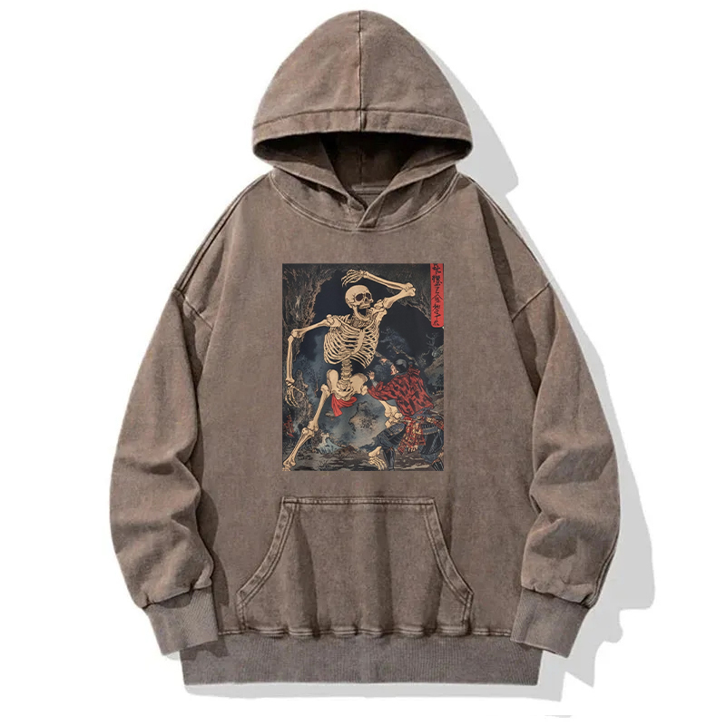 Japanese Horror Skeleton Washed Hoodie
