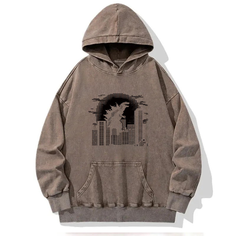 Godzilla In The City Washed Hoodie