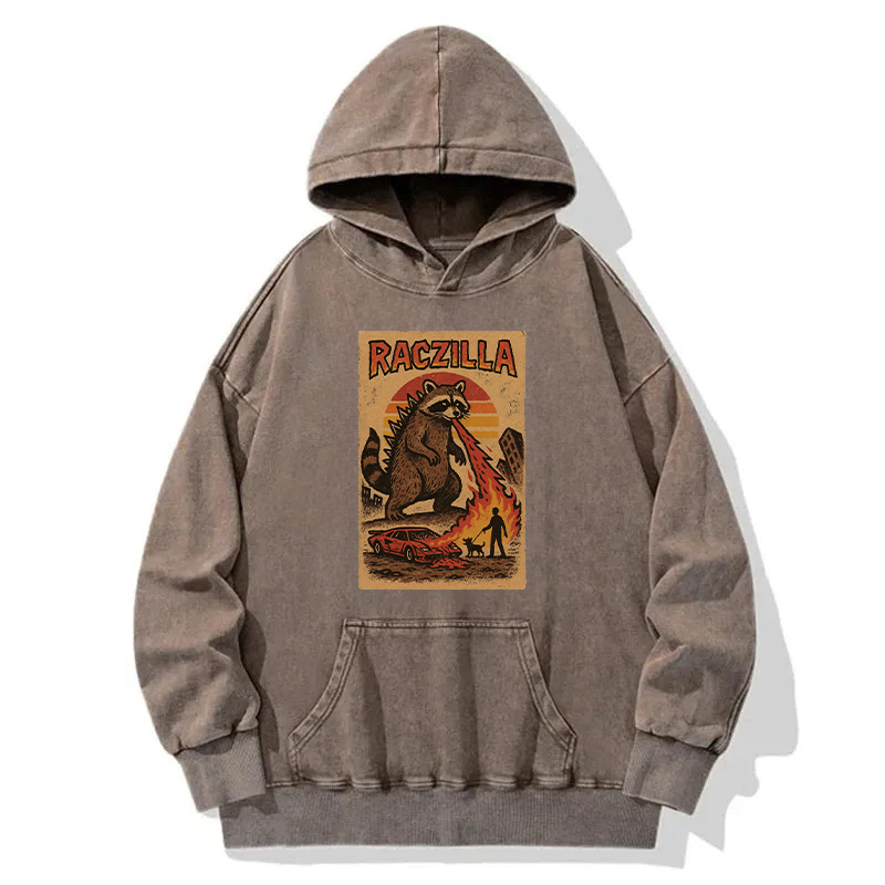 Funny Raczilla Washed Hoodie
