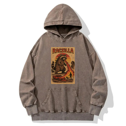 Funny Raczilla Washed Hoodie