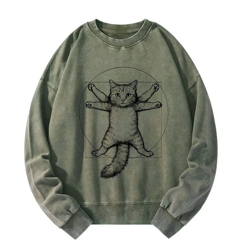 Da Vinci Cat Washed Sweatshirt