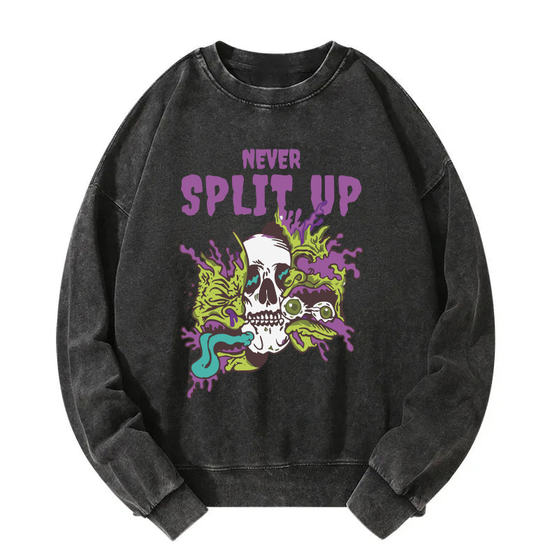 Never Split Up Skeleton Monster Washed Sweatshirt