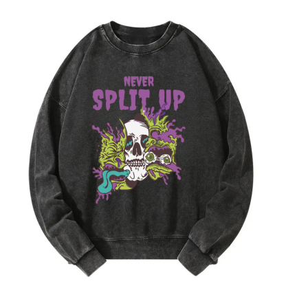 Never Split Up Skeleton Monster Washed Sweatshirt