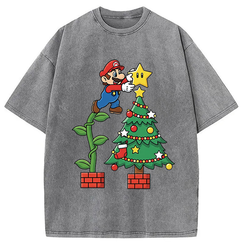 Super Mario Christmas Washed T-Shirt