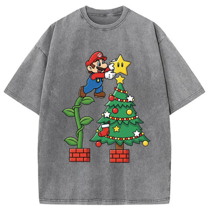 Super Mario Christmas Washed T-Shirt