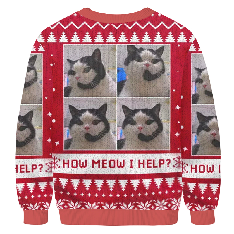 Baddiecat How Meow I Help Christmas Ugly Sweatshirt