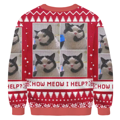 Baddiecat How Meow I Help Christmas Ugly Sweatshirt