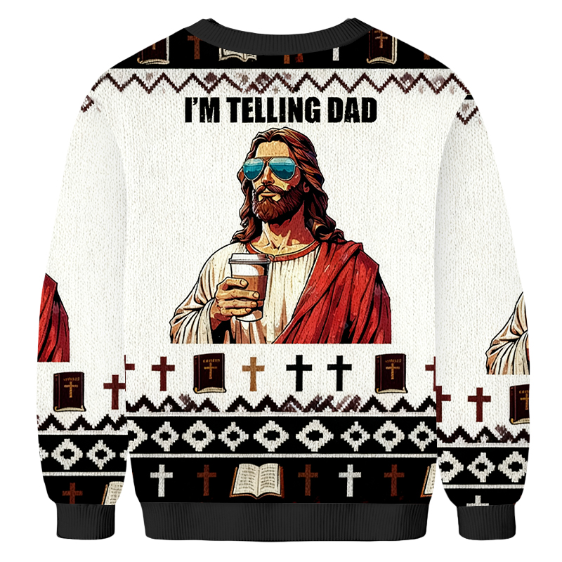 Baddiecat I'm Telling Dad Christmas Ugly Sweatshirt