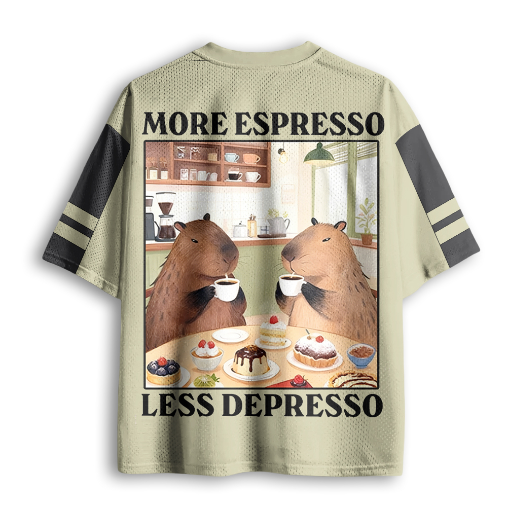 Baddiecat Capybaras Drink More Coffee Mesh Jersey
