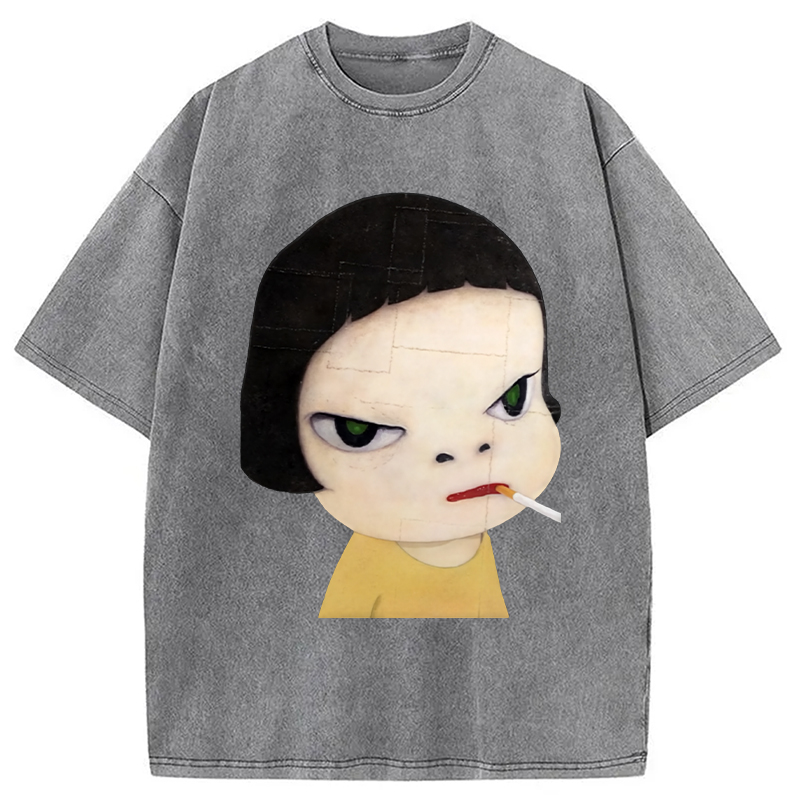 Too Young To Die Smoking Girl Washed T-Shirt