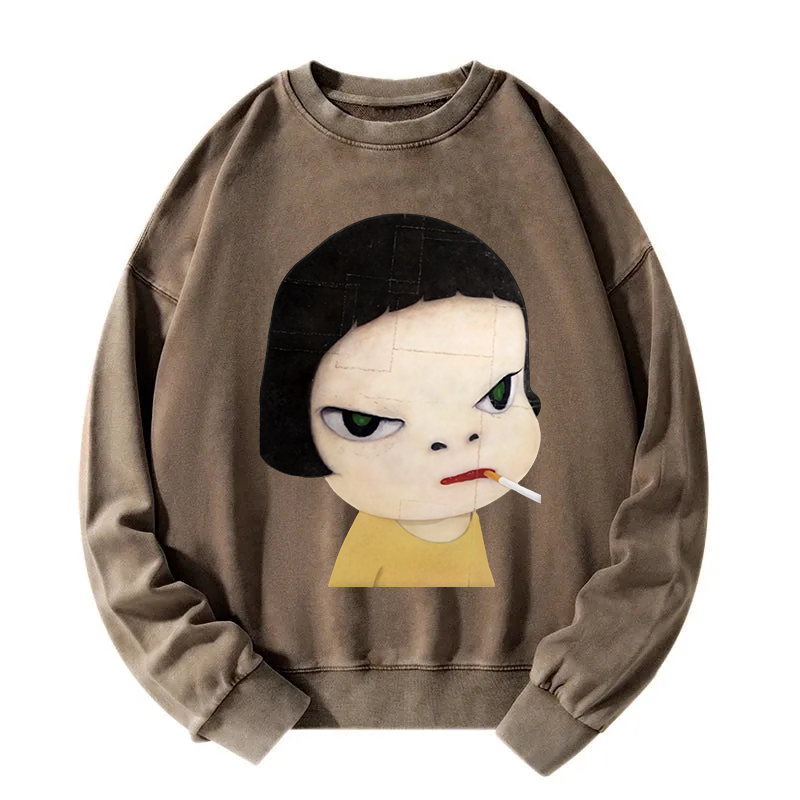 Too Young To Die Smoking Girl Washed Sweatshirt