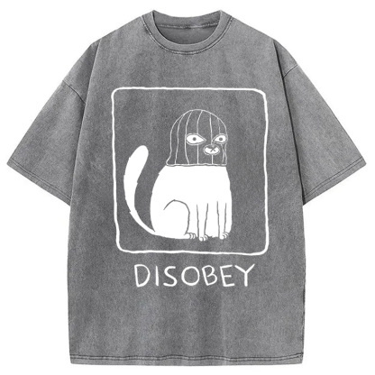 Disobey Cat Washed T-Shirt