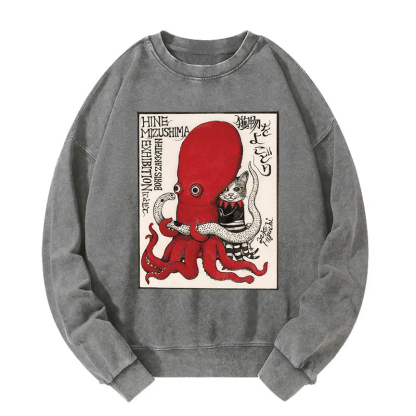The Cat Controls The Octopus Washed Sweatshirt