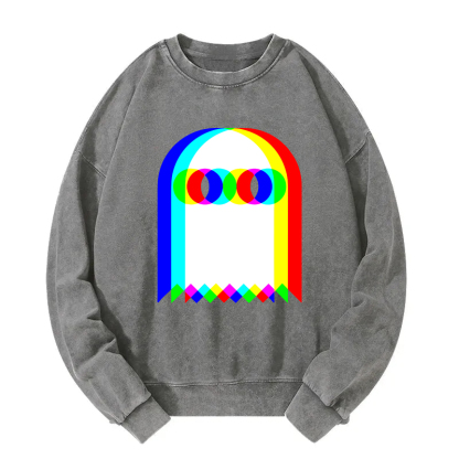 Halloween Psychedelic Ghosts Washed Sweatshirt