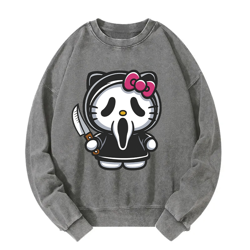 Scream Kitty Halloween Washed Sweatshirt