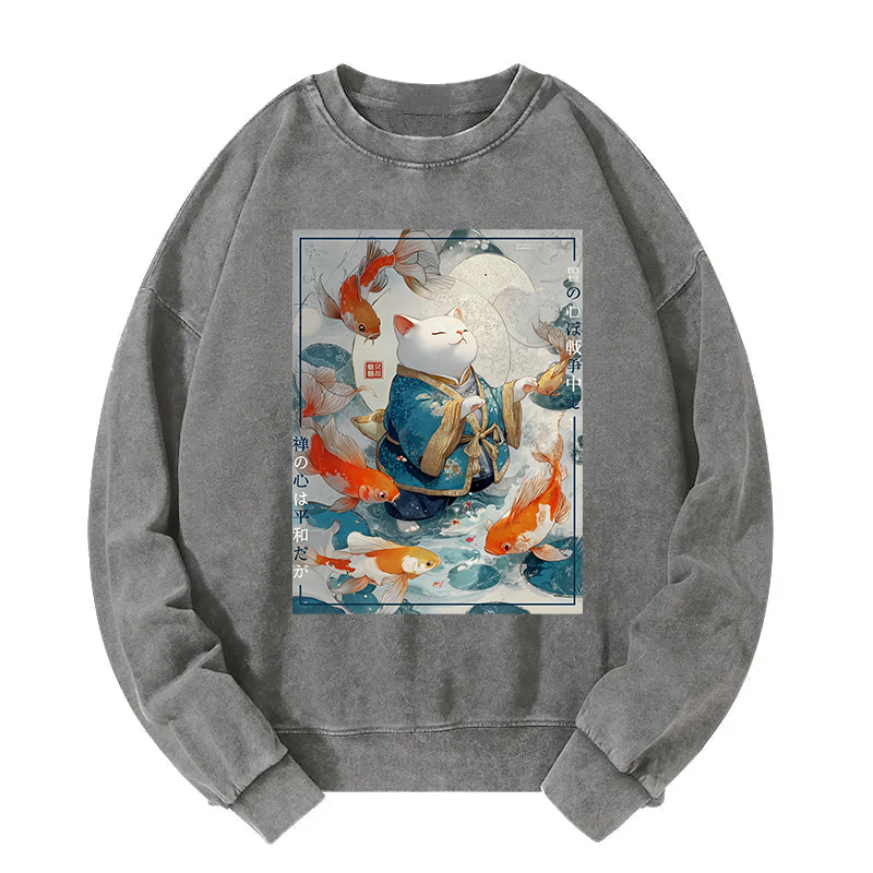 A Cat's Zen Washed Sweatshirt