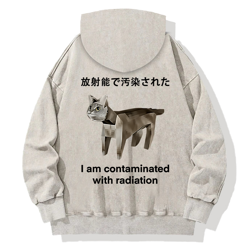 Cat Contaminated By Radiation Back Washed Hoodie
