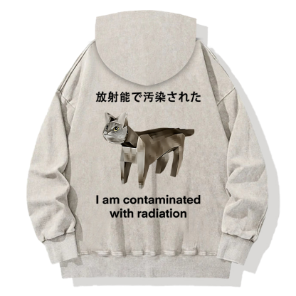 Cat Contaminated By Radiation Back Washed Hoodie