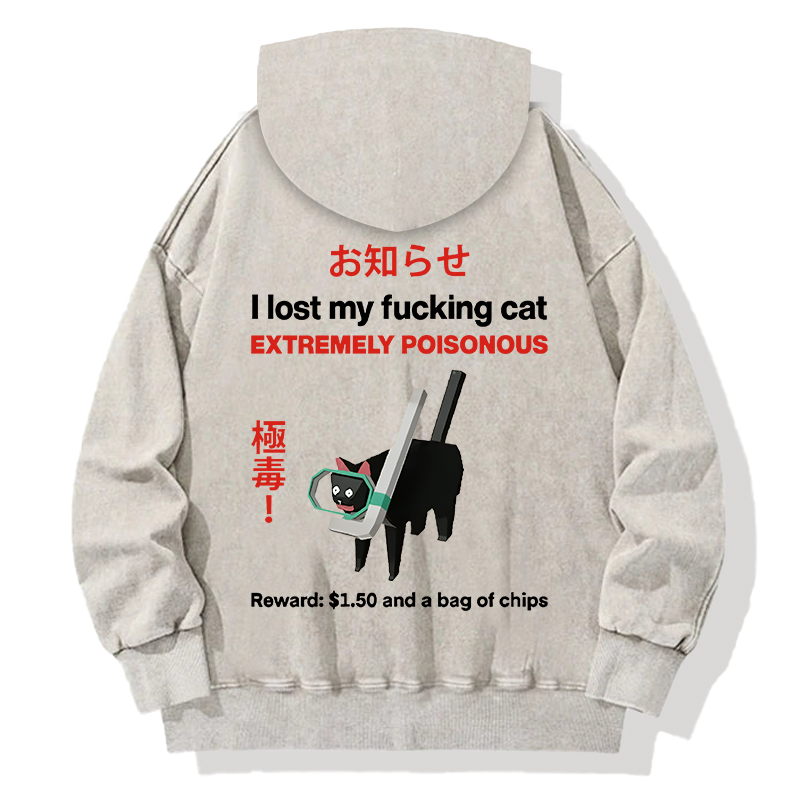 Find The Toxic Cat Funny Back Washed Hoodie
