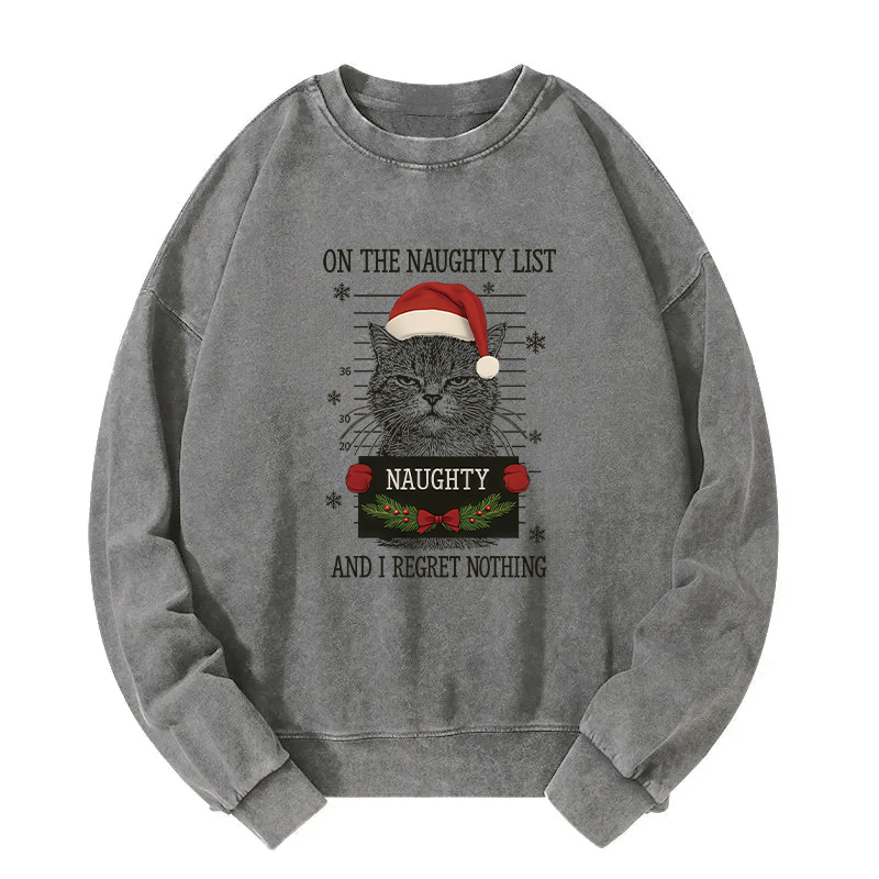 Christmas Naughty Cat Washed Sweatshirt