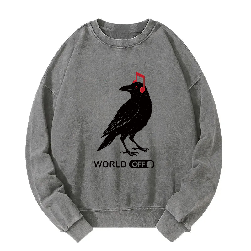 Crow's Music World Washed Sweatshirt