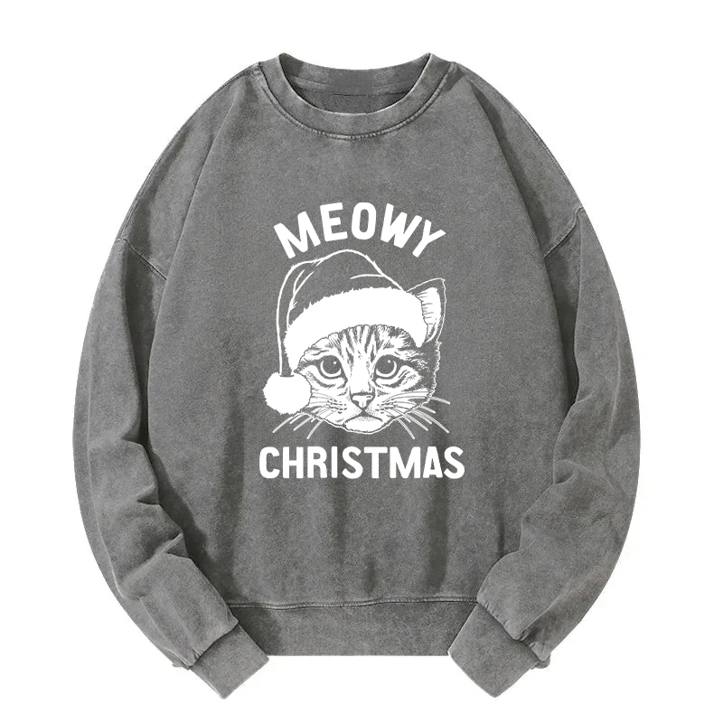 Meowy Christmas Washed Sweatshirt