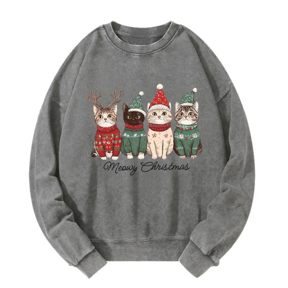 Meowy Christmas Cats Washed Sweatshirt