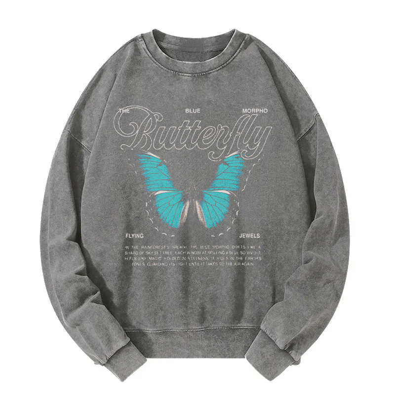 Flying Jewels Butterfly Washed Sweatshirt