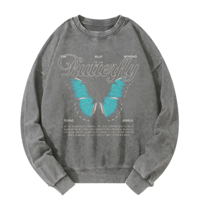Flying Jewels Butterfly Washed Sweatshirt