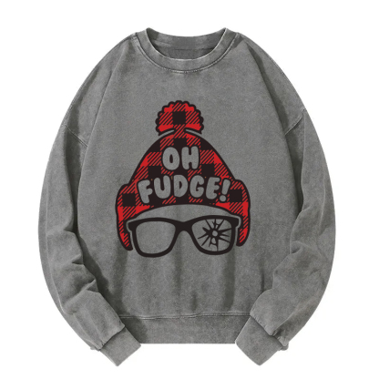 Oh Fudge Funny Christmas Washed Sweatshirt