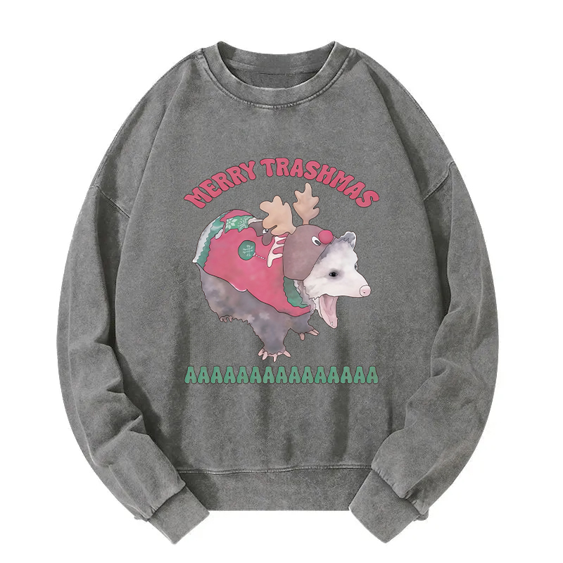 Merry Trashmas Opossum Washed Sweatshirt