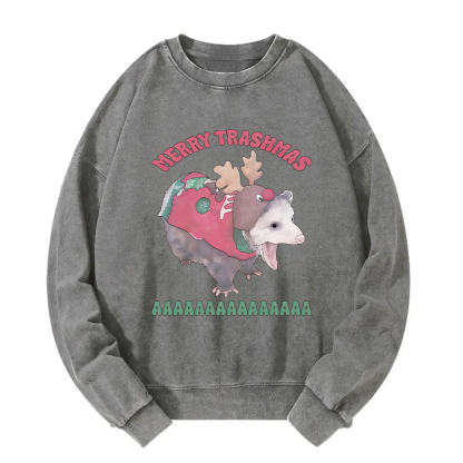 Merry Trashmas Opossum Washed Sweatshirt