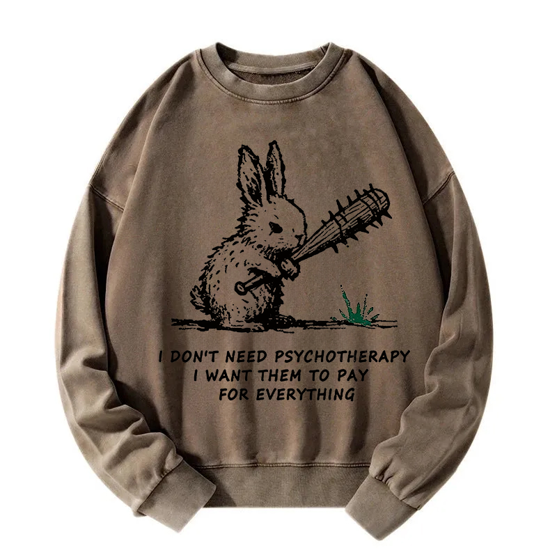 Violent Rabbit Funny Washed Sweatshirt