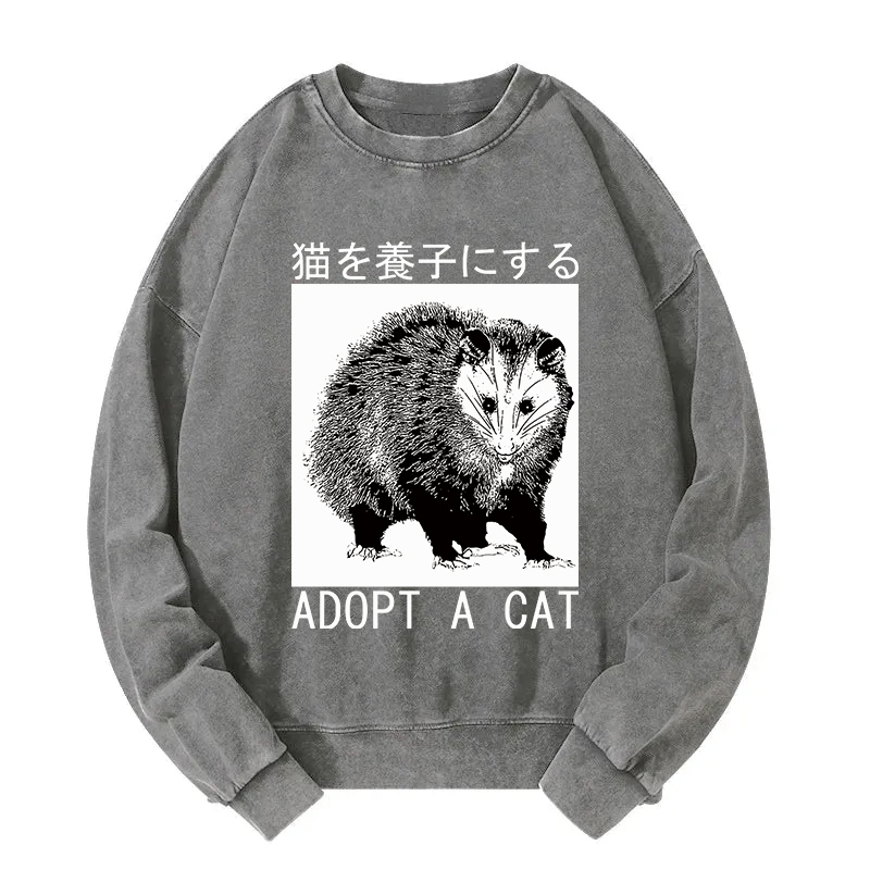 Adopt a Cat Japanese Opossum Washed Sweatshirt