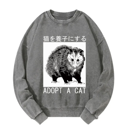 Adopt a Cat Japanese Opossum Washed Sweatshirt
