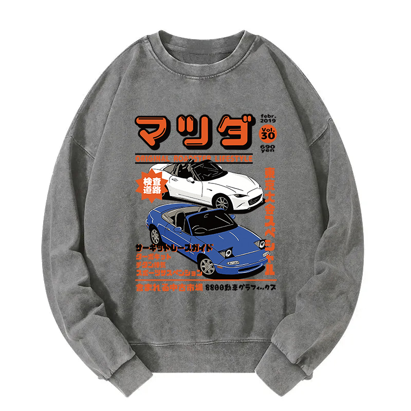 Miata MX5 MX7 JDM Drift Racing Washed Sweatshirt