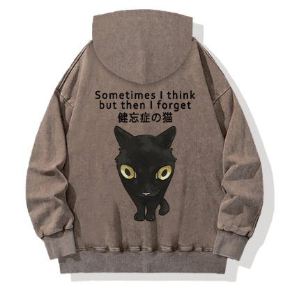 Amnesiac Cat Back Washed Hoodie