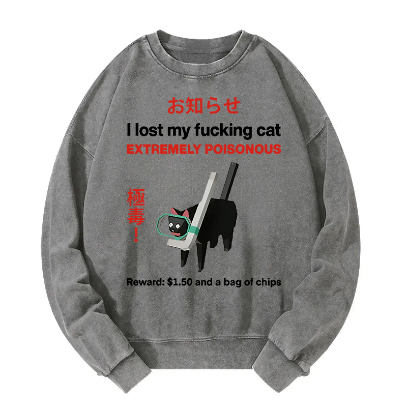 Find The Toxic Cat Funny Washed Sweatshirt
