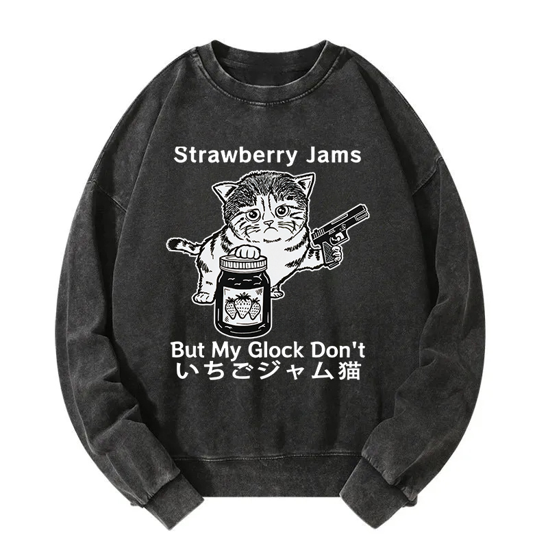 Strawberry Jam Cat Washed Sweatshirt