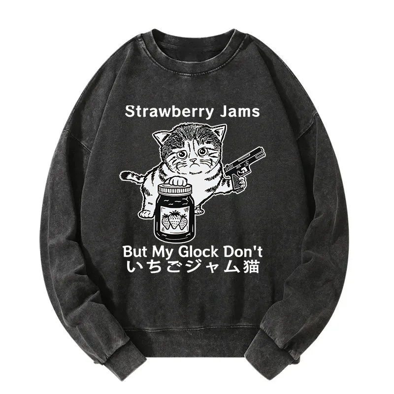 Strawberry Jam Cat Washed Sweatshirt
