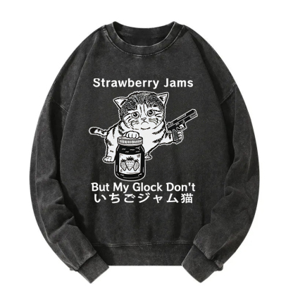 Strawberry Jam Cat Washed Sweatshirt