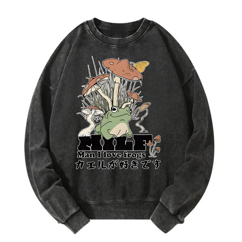Man I Love Frogs Washed Sweatshirt