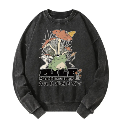 Man I Love Frogs Washed Sweatshirt