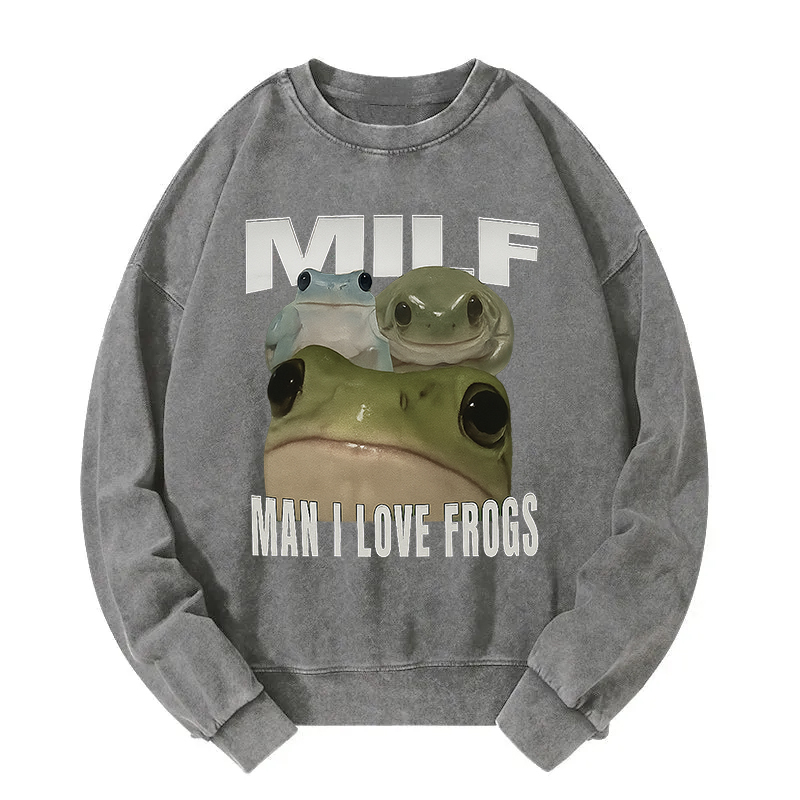 Man I Love Frogs Washed Sweatshirt
