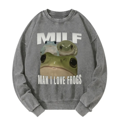 Man I Love Frogs Washed Sweatshirt