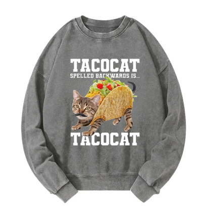 Tacocat Silly Cat Meme Washed Sweatshirt